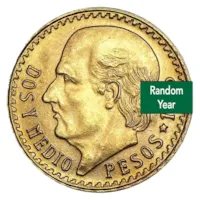 Mexican 2 1/2 Pesos Gold Coin AU-BU Condition - Random Year