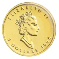 1998 1/10 oz Canadian Gold Maple Leaf Coin BU