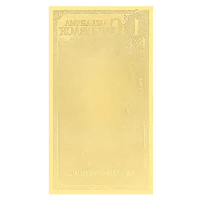 1 Oklahoma Goldback – 24k Aurum Gold Foil Note | Bullion.com