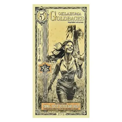 5 Oklahoma Goldback – 24k Aurum Gold Foil Note
