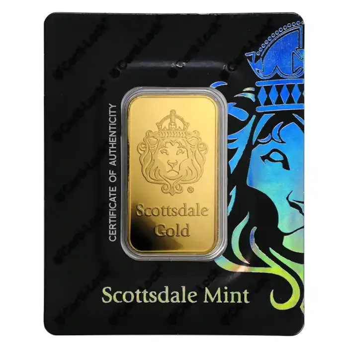1 oz Scottsdale Gold Bar - Certi-Lock® (Lion, Black Assay