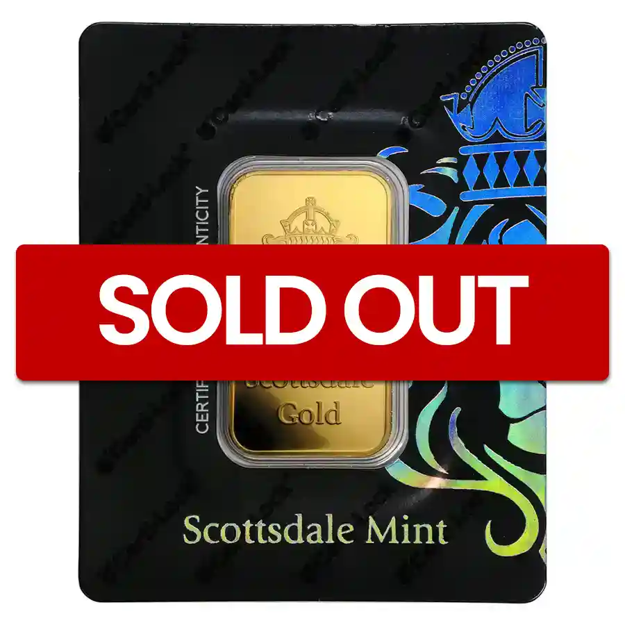 1 oz Scottsdale Gold Bar - Certi-Lock® (Lion, Black Assay
