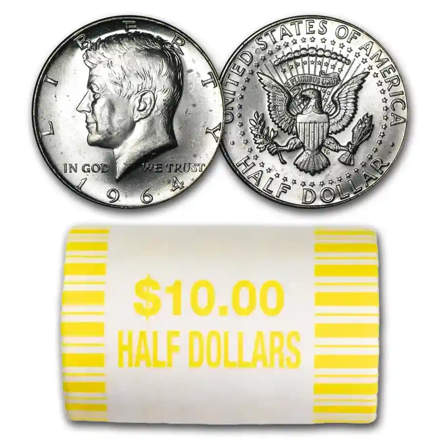 90% Silver 1964-P/D Kennedy Half Dollar - 20-Coin Roll BU