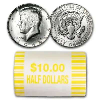 90% Silver 1964-P/D Kennedy Half Dollar - 20-Coin Roll BU
