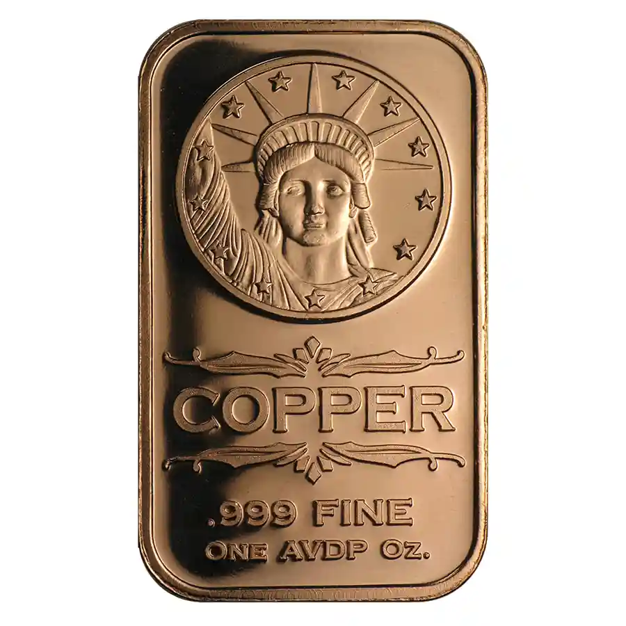 （訳あり！）インディアンヘッド　リバティ　純銅アートバー 1 oz Copper Bar - Liberty Head | Bullion.com