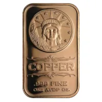 1 oz Copper Bar - Liberty Head