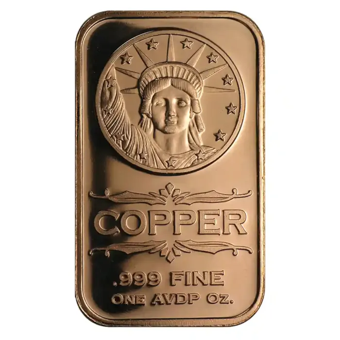 1 oz Copper Bar - Liberty Head | Bullion.com