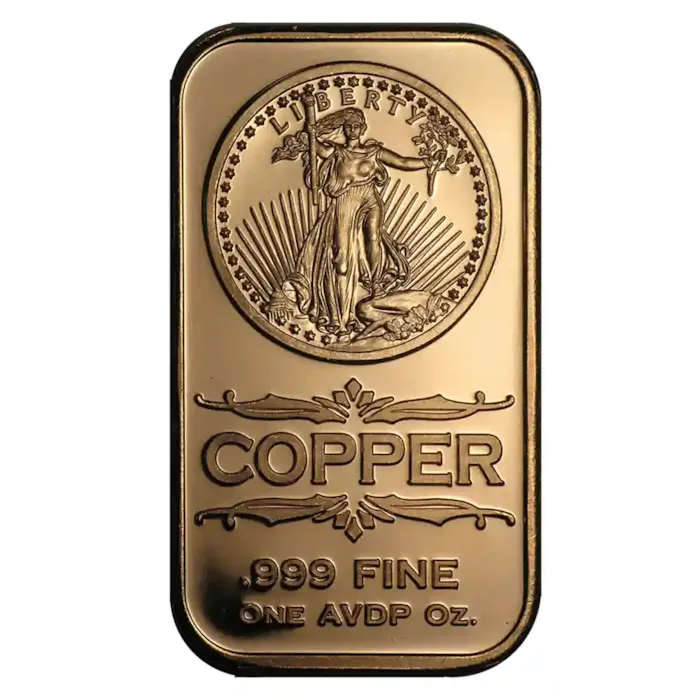 1 oz Copper Bar - Saint-Gaudens | Bullion.com