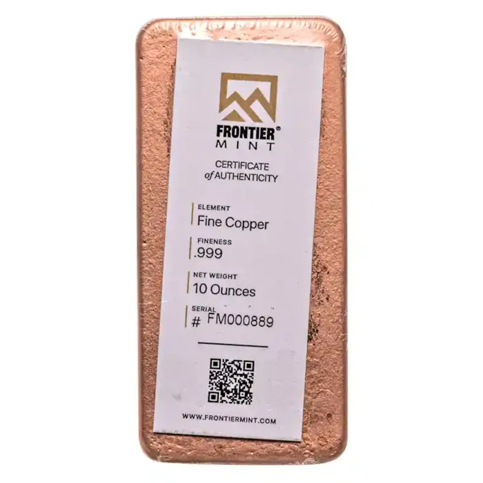 10 oz Copper Frontier Mint Bar | Bullion.com