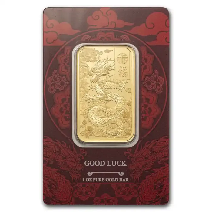 2025 1 oz Gold Bar – PAMP Good Luck Yellow Dragon w/Assay