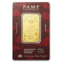 2025 1 oz Gold Bar – PAMP Good Luck Yellow Dragon w/Assay