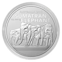 2022 Australia Zoo: Sumatran Elephant 1 oz Silver Coin $1 BU