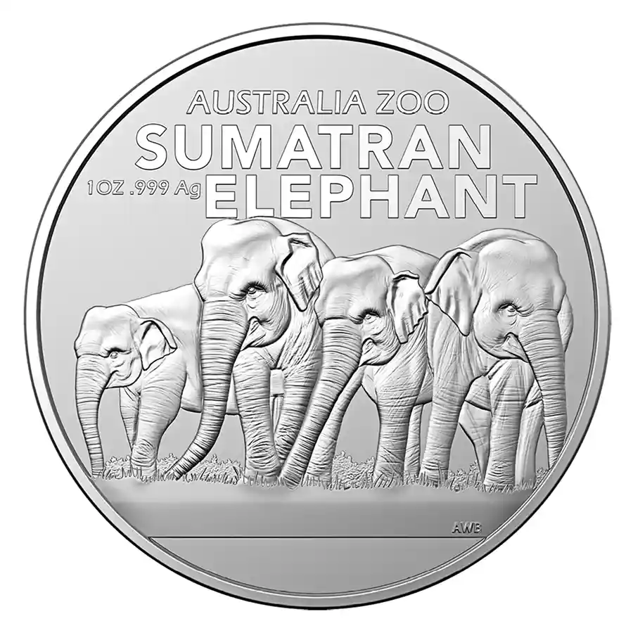2022 Australia Zoo: Sumatran Elephant 1 oz Silver Coin $1 BU