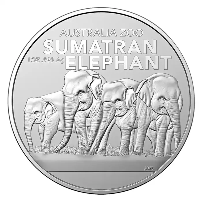 2022 Australia Zoo: Sumatran Elephant 1 oz Silver Coin $1 BU