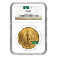 $20 St Gaudens Gold Double Eagle MS-63 NGC - Random Year | Bullion.com