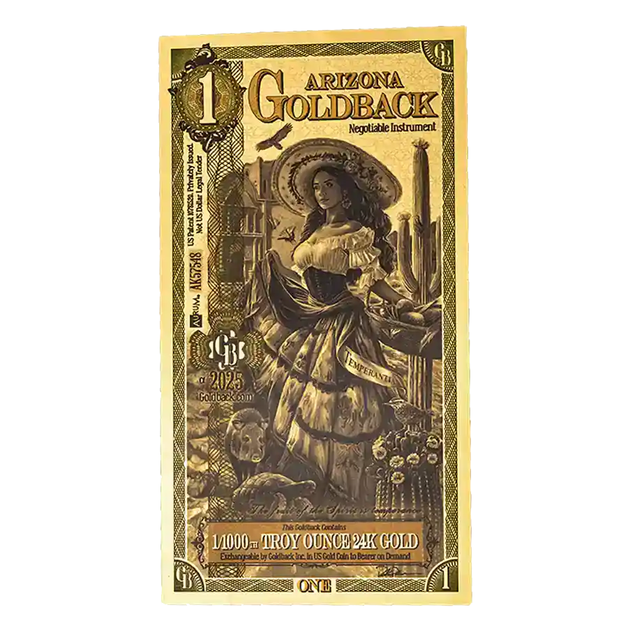 1 Arizona Goldback – 24k Aurum Gold Foil Note | Bullion.com