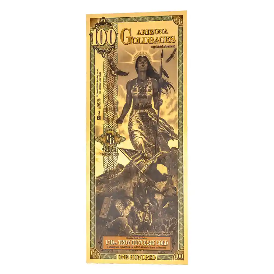 100 Arizona Goldback – 24k Aurum Gold Foil Note | Bullion.com
