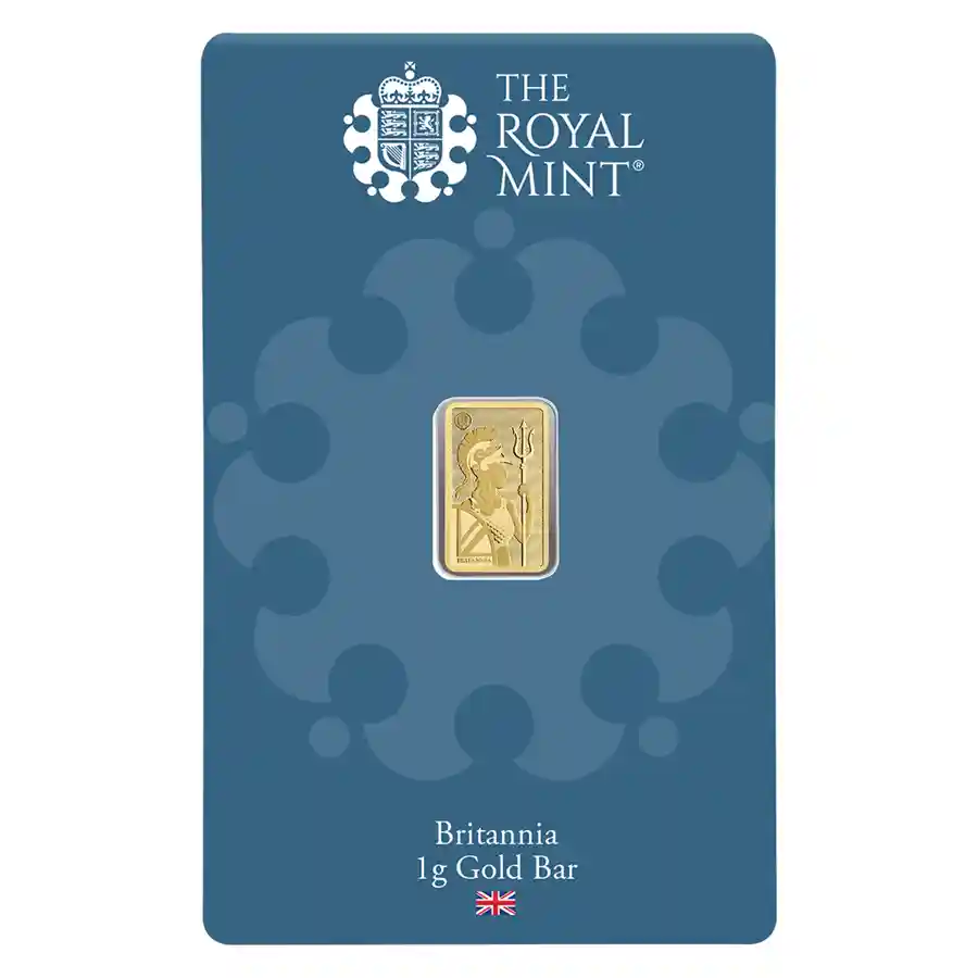 1 gram Gold The Royal Mint Britannia Bar w/ Assay (New Design) | Bullion.com