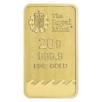 20 gram Gold The Royal Mint Britannia Bar w/ Assay (New Design)