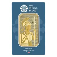 100 gram Gold The Royal Mint Britannia Bar w/ Assay (New Design)