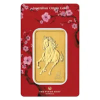 2026 1 oz Gold Bar - Perth Mint Lunar Horse w/ Assay