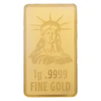 1 gram Gold Bar - United States Flag and Statue of Liberty