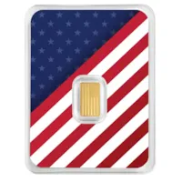 1 gram Gold Bar - United States Flag and Statue of Liberty