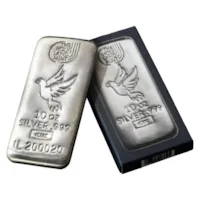 10 oz Silver Bar - Holy Land Mint (Dove of Peace, Cast-Poured)