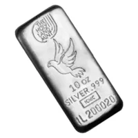 10 oz Silver Bar - Holy Land Mint (Dove of Peace, Cast-Poured)