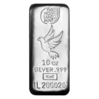 10 oz Silver Bar - Holy Land Mint (Dove of Peace, Cast-Poured)