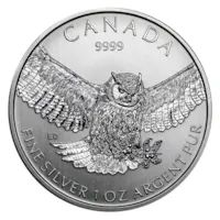 2015 RCM 1 oz Silver Birds of Prey Series Great Horned Owl BU