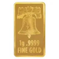 1 gram Gold Bar - American Betsy Ross Flag & Liberty Bell Design
