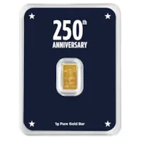 1 gram Gold Bar - American Betsy Ross Flag & Liberty Bell Design