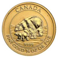 2015 Canadian 1/4 oz BU Gold $10 Polar Bear and Cub