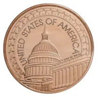 1 oz Copper Round - USA Capitol Dome, Flag and Eagle