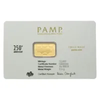 2.5 gram Gold PAMP 250th Anniversary of the USA Bar