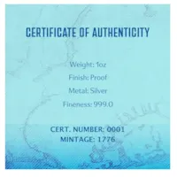 2026 Sail4th 250 1 oz Silver Proof Round (w/Box & COA)