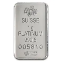 1 gram Platinum PAMP Suisse Lady Fortuna (In Assay) Bar