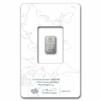 1 gram Platinum PAMP Suisse Lady Fortuna (In Assay) Bar